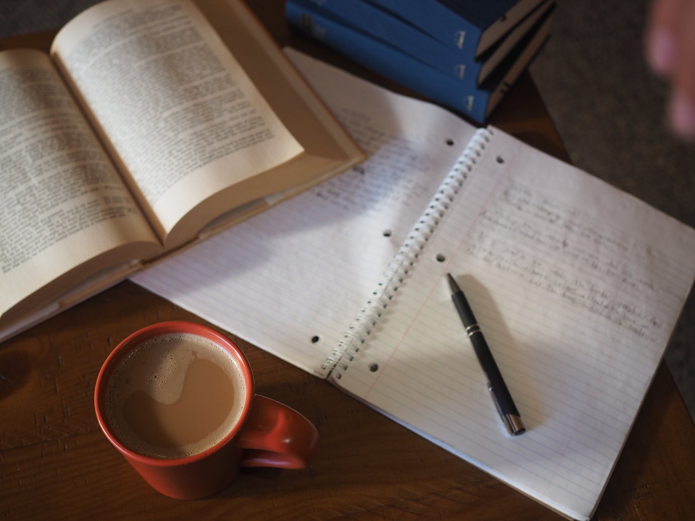 Coffee and Books on the Desk